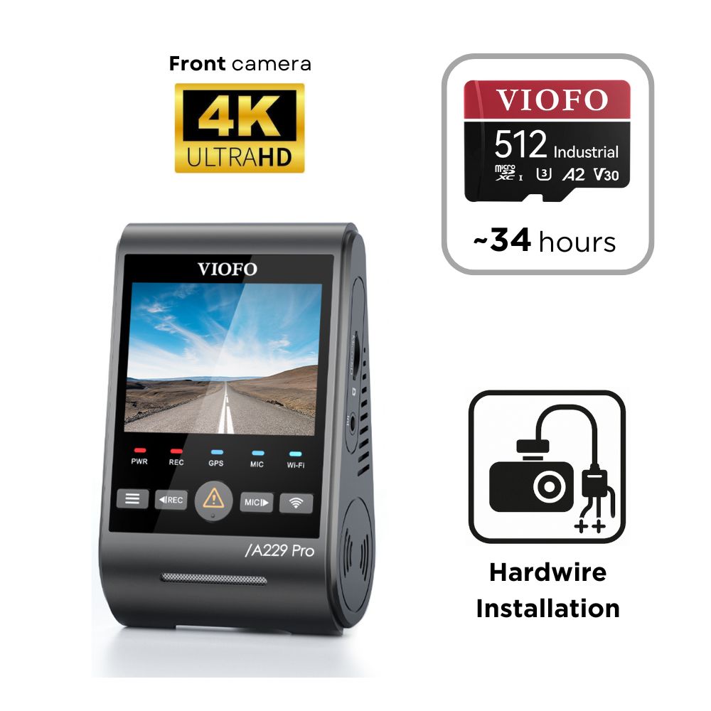 VIOFO A229 Pro 1 CH (4K Front) - SD Card - Professional Installation