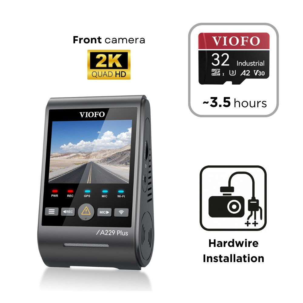VIOFO A229 Plus 1 CH (2K Front) - SD Card - Professional Installation