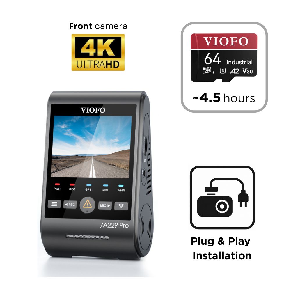 VIOFO A229 Pro 1 CH (4K Front) - SD Card - Professional Installation