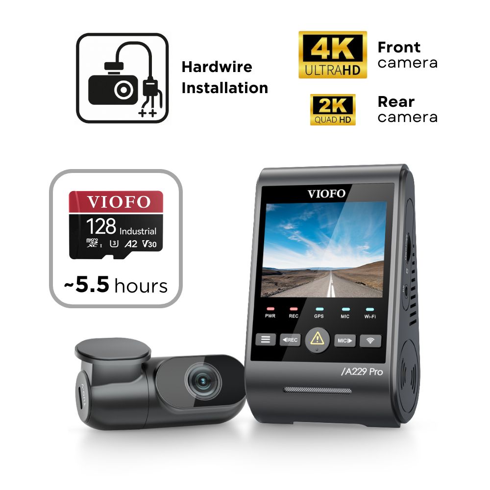 VIOFO A229 Pro 2CH (4K Front & 2K Rear)- SD Card - Professional Installation