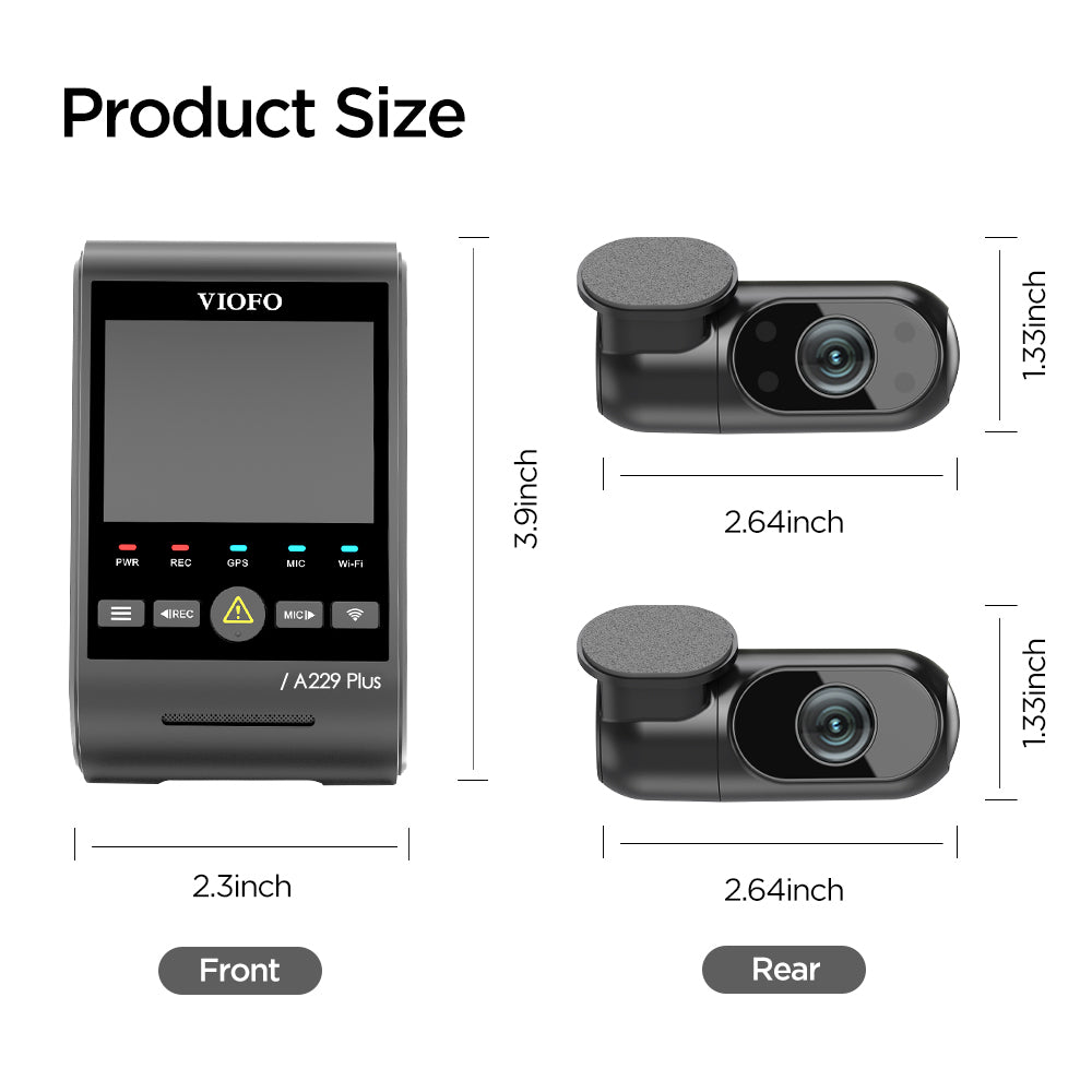 VIOFO A229 Plus 3-Channel (2K Front + 2K Rear + 1080p Interior) Dash Camera