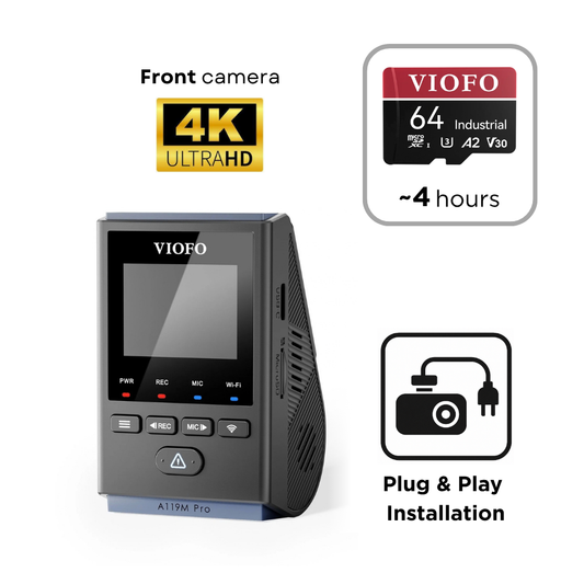 VIOFO A119M Pro (4K Front Only) - SD Card - Professional Installation