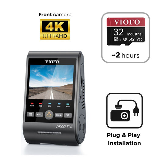 VIOFO A229 Pro 1 CH (4K Front) - SD Card - Professional Installation