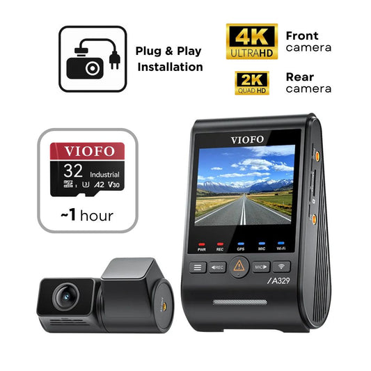 VIOFO A329S 2CH (4K Front & 2K Rear)- SD Card - Professional Installation
