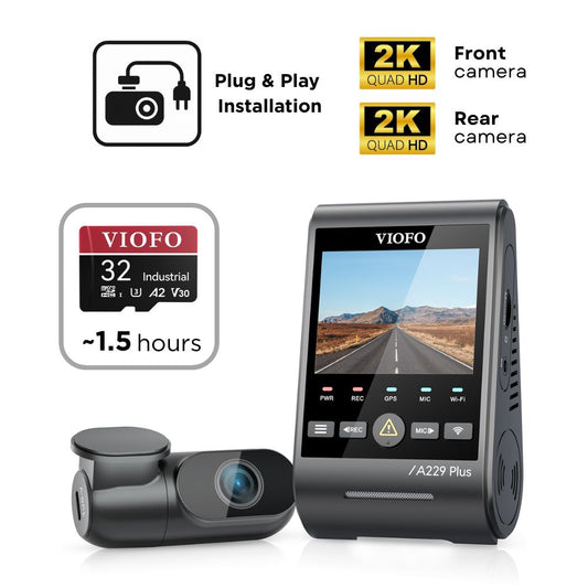 VIOFO A229 Plus 2CH (2K Front & 2K Rear)- SD Card - Professional Installation