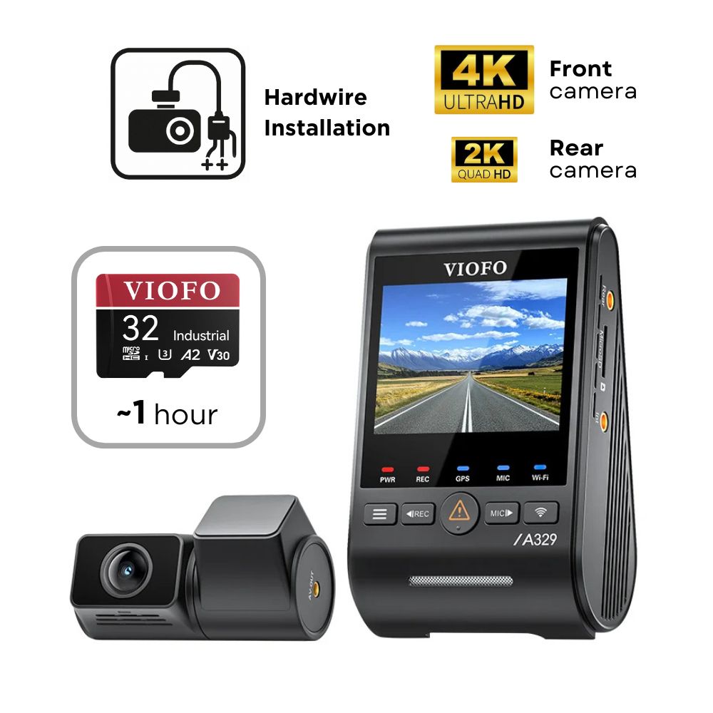 VIOFO A329S 2CH (4K Front & 2K Rear)- SD Card - Professional Installation