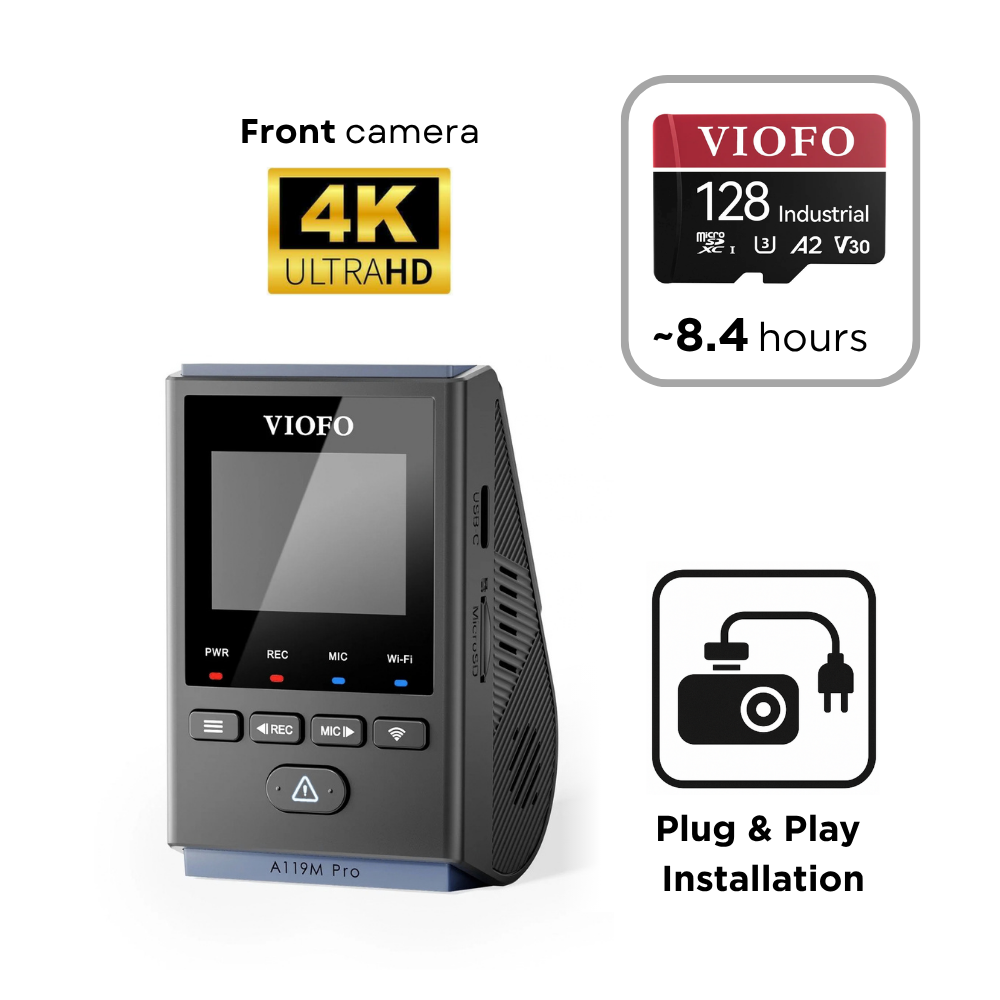 VIOFO A119M Pro (4K Front Only) - SD Card - Professional Installation
