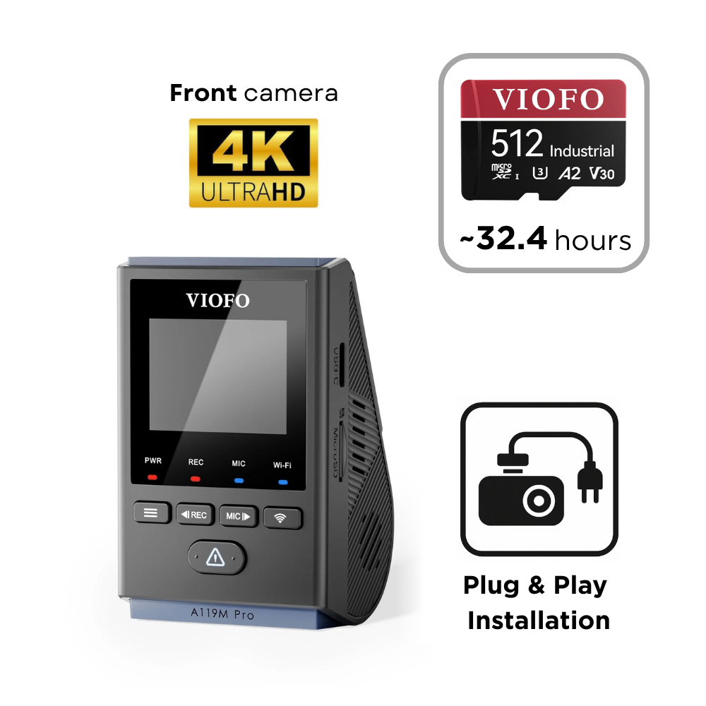 VIOFO A119M Pro (4K Front Only) - SD Card - Professional Installation