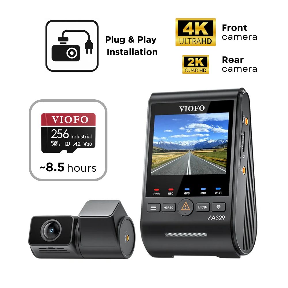 VIOFO A329S 2CH (4K Front & 2K Rear)- SD Card - Professional Installation