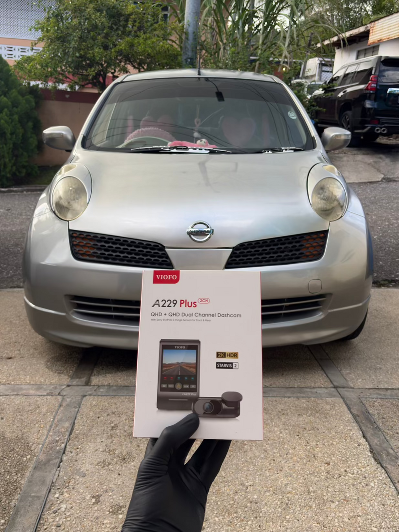 2003 Nissan March — VIOFO A229 Plus 2CH dashcam installation in Trinidad & Tobago