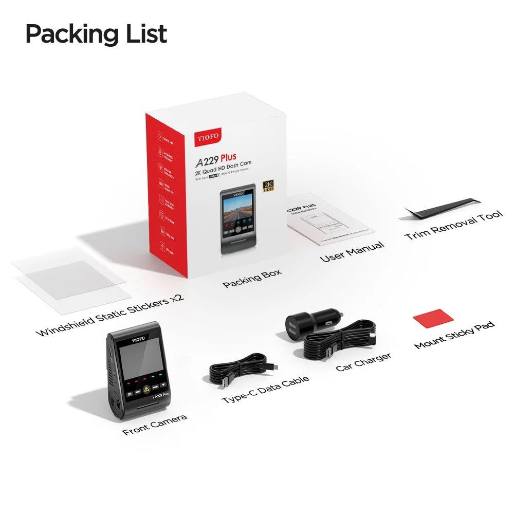 VIOFO A229 Plus 1-Channel (2K Front Only) Dash Camera