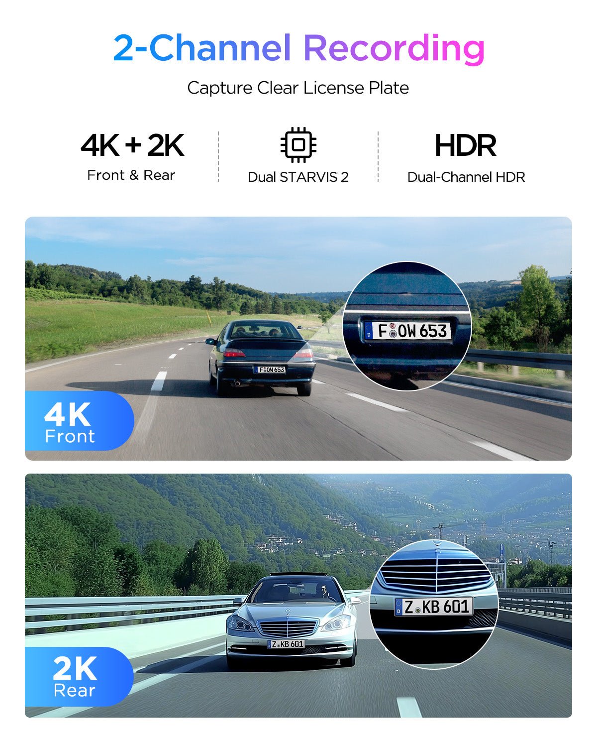 VIOFO A329S 2-Channel (4K Front + 2K Rear) Dash Camera