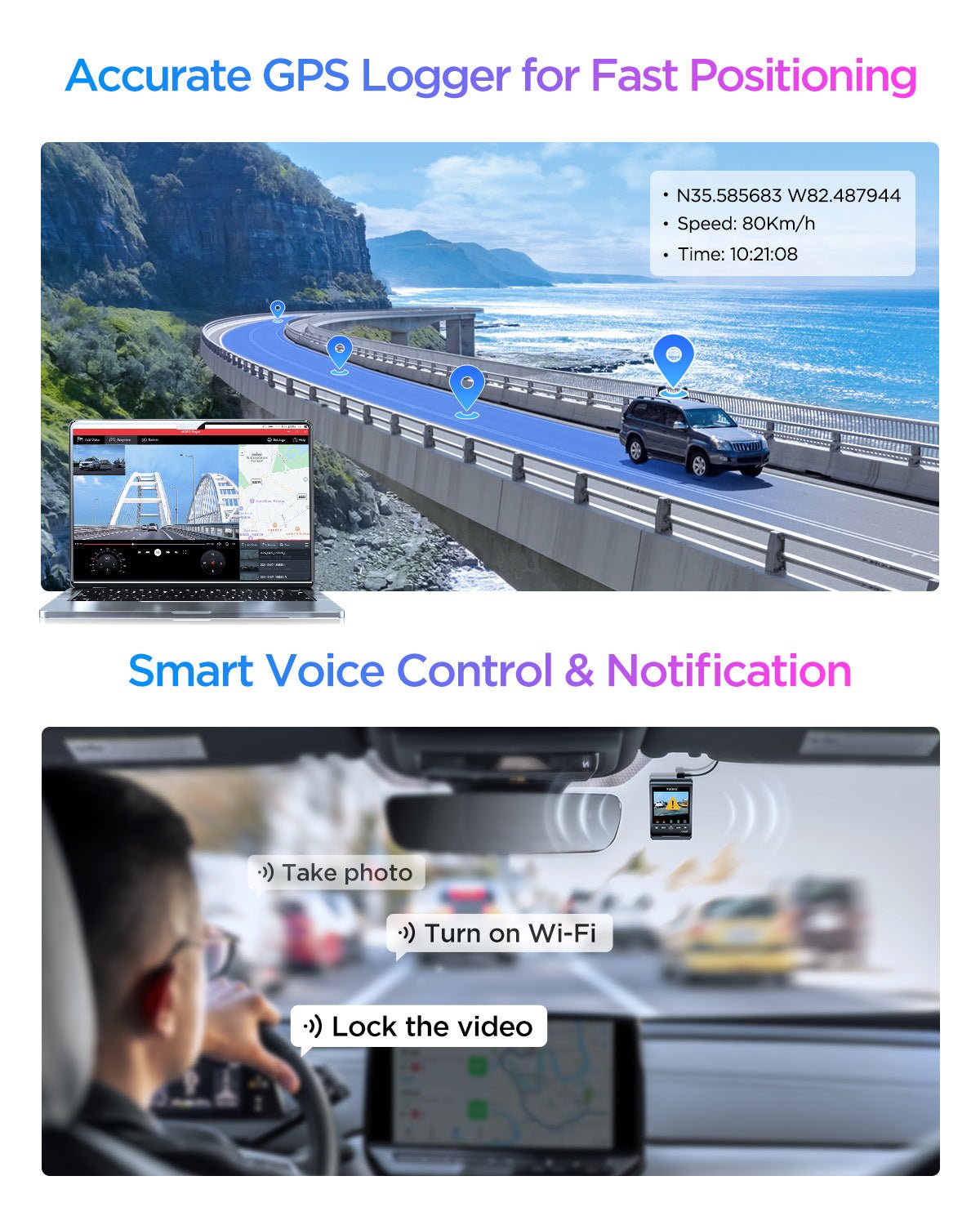 VIOFO A329S 2-Channel (4K Front + 2K Rear) Dash Camera